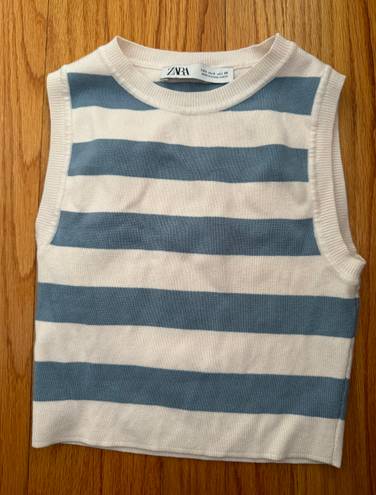 ZARA Blue & White Striped Top