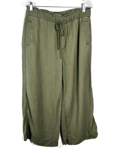 The Loft  Women’s Green Lyocell Lightweight Wide Leg Cropped Paper Bag Pants Medium M