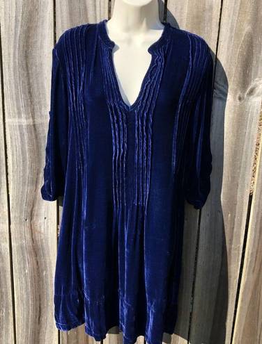 CP Shades  Free People Small Velvet Tunic Dress Silk Top Blue Regina Top S