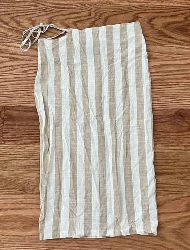 LIONESS Linen Striped Midi Skirt