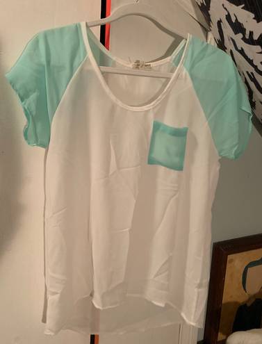 Kirra White & Turquoise Sheer Top