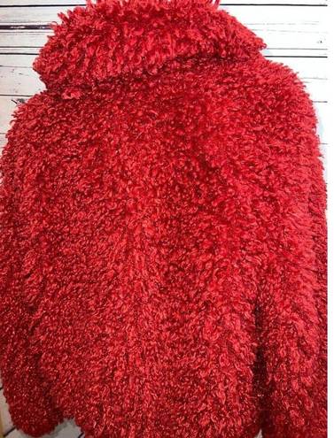 American Eagle  Outfitters Full Zip Jacket Small Lined Red Sherpa Bomber Teddy