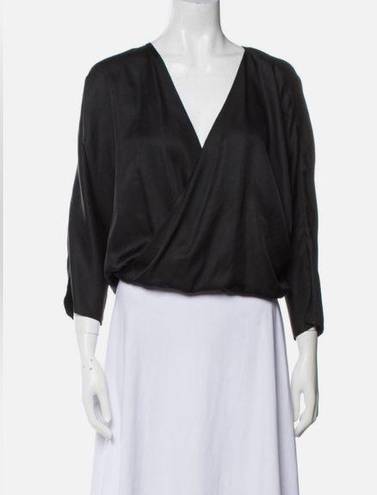 Michelle Mason NWT  Black 100% Silk Long Sleeve Bodysuit ( 0 )
