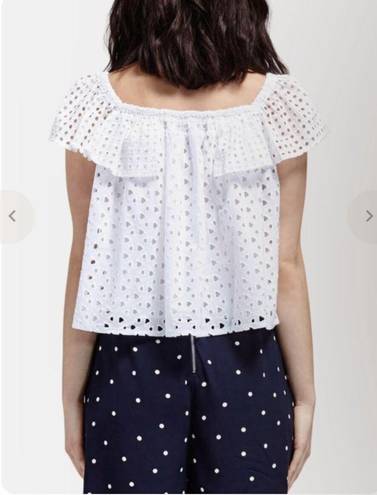 Rebecca Minkoff NEW  White Celestine Eyelet Ruffle Top