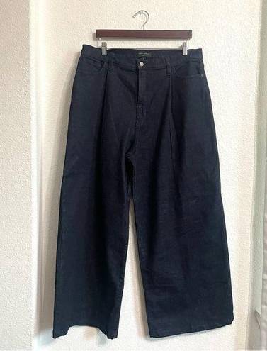 Banana Republic  Womens Jeans Denim Dark Blue Wide Leg Pleated Cotton Bl Size 16