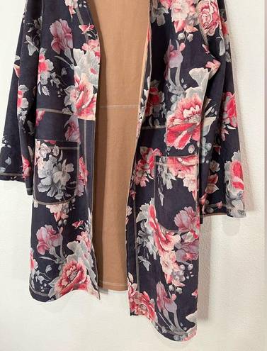 Solitaire Brown Floral Open Cardigan NWOT