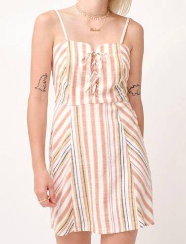 Aeropostale Striped Sweetheart Lace-Up Slim Dress