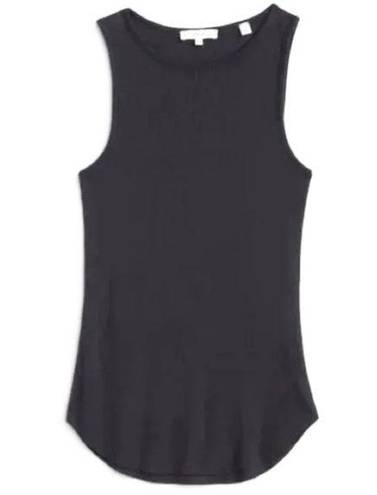 Vince  Darby Ribbed Fitted High Neck Tank Grey 067MHG Medium