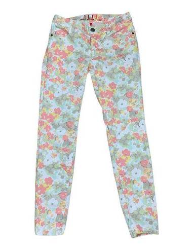 Elle  Jeans Size 6 White Pastel Floral Design 30X29