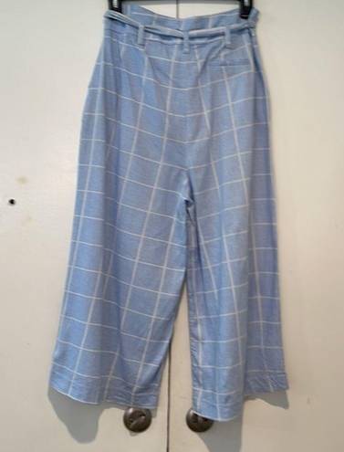 Splash  checked button front wide leg crop pants