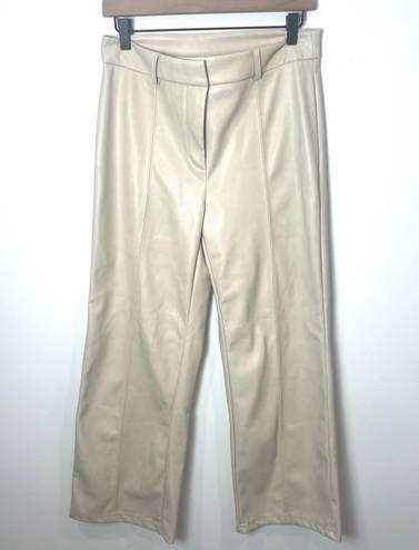 7 For All Mankind Cream Faux Leather Wide Leg Pants