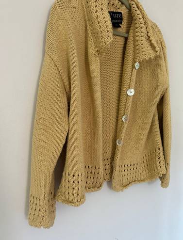 Knit Crochet Jacket Tan Size L