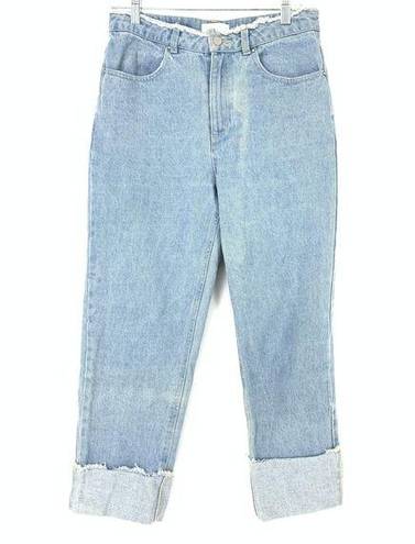 Oak + Fort  Women's Size 27 High Rise Cuffed Straight Jeans Blue Light Wash