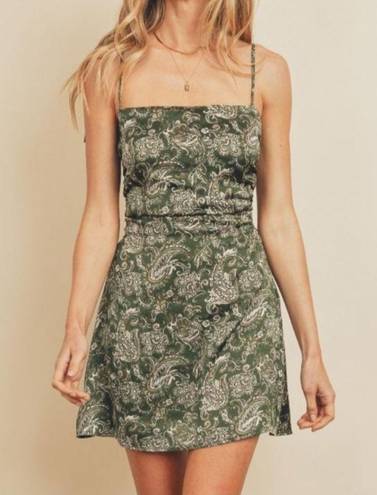 Dress Forum  Paisley Tie Shoulder Mini Dress in Green