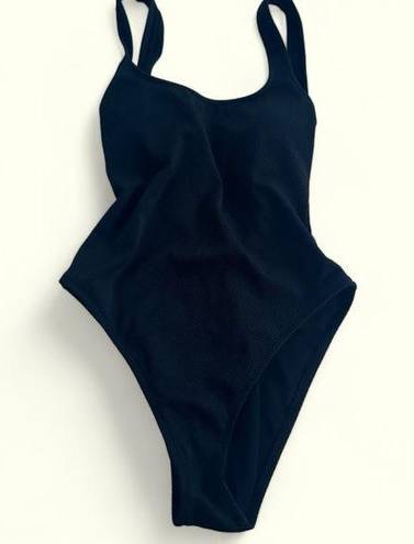 Aerie  black textured cheekiest one piece bathing suit, padded, size XS, flirty