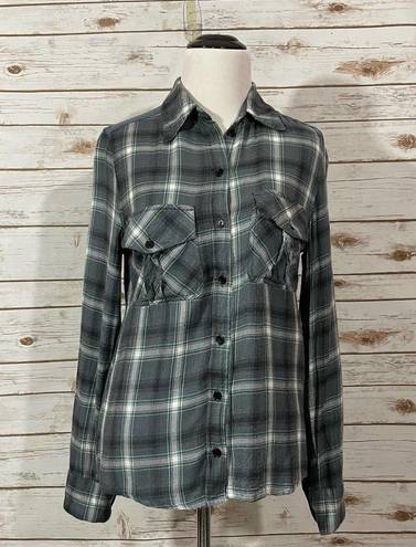 Zadig & Voltaire  Talmi Skull Embellished Plaid Button Down Top - Blue/Gray - XS