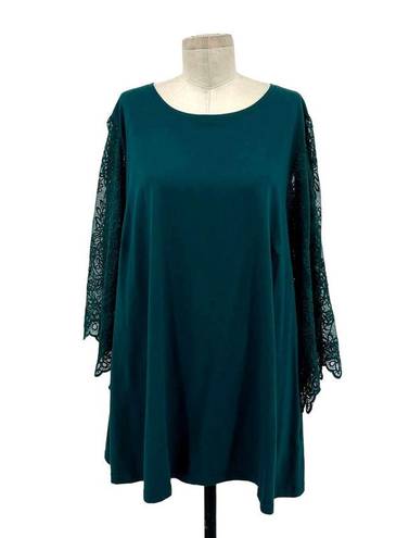 City Chic  Embroidered Angel Top Alpine Green Blue Size XXL / Plus Size 24