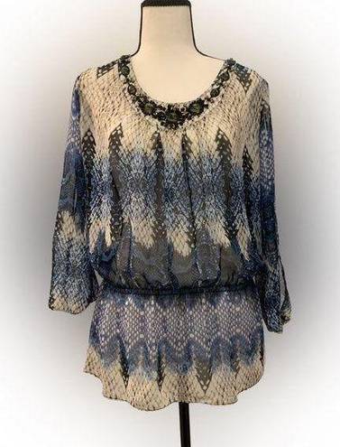 Cache  | fish skin patterned sheer top