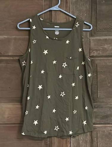 Sonoma  Large Woman’s Star Olive Green Tank Top Sleeveless Pocket