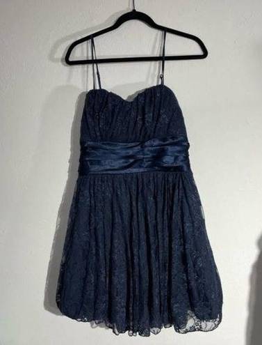 Charlotte Russe  Navy Blue Lace Strapless Mini Dress Size Large