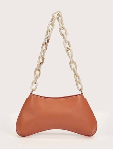 SheIn NWT Two Tone Vegan Leather Baguette Bag W Awesom Chain Handle