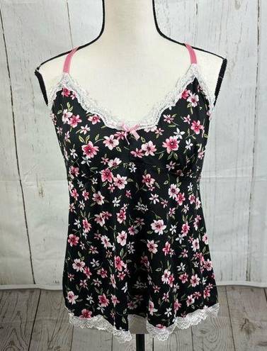 Marilyn Monroe  Pajama Tank Top Camisole Black Floral White Lace Pink Straps