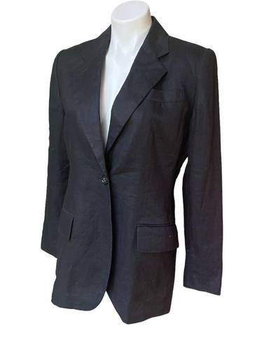 The Row Embassy Single Button Black Linen Jacket Blazer, Sz 4