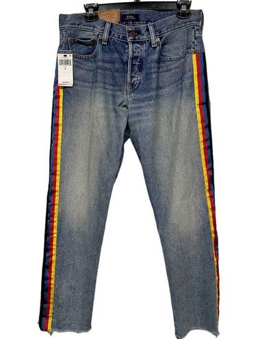 Polo  Ralph Lauren destroyed Avery Racing Stripes Boyfriend Jeans Size 26 NWT