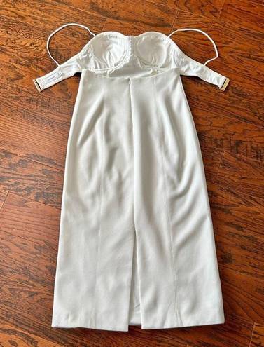 Daisy Misha  Solid White Cut Out Mid-Riff Bustier Midi Dress Size 8