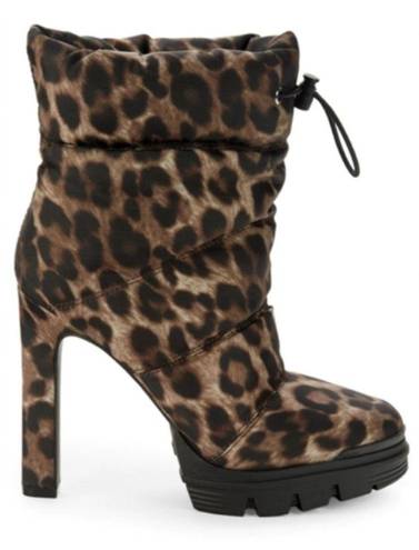 Guess NEW  Leopard  Print Puffer Drawstring Stiletto Booties