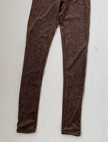 Naked Wardrobe  brown pink Rust metallic leggings S NWT