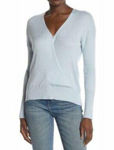 Elodie  Faux Wrap V-neck Ribbed Knit Long Sleeve Sweater