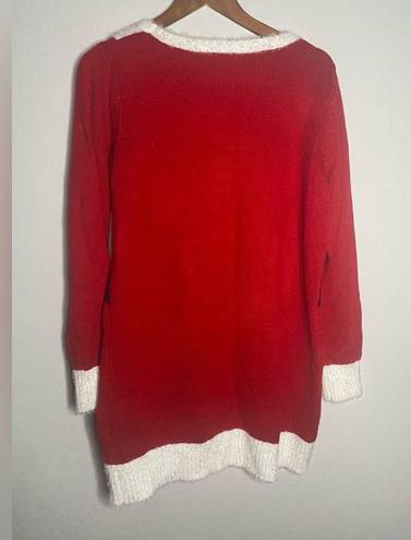 ma*rs Juniors Red Christmas . Santa Claus Tunic Sweater Dress Size Large