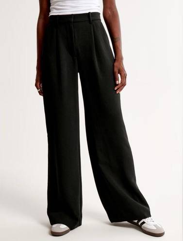 Abercrombie & Fitch Abercrombie A&F Harper Tailored Premium Crepe Black Wide Leg Trouser Pant 30/10