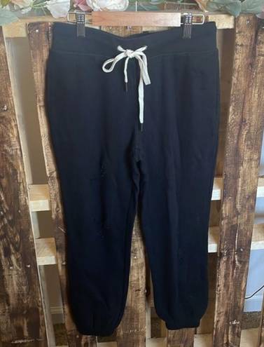 n: philanthropy sweatpants woman’s black distressed pockets cotton blend pant XS