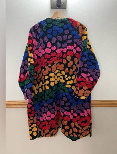 Farm Rio EUC  RARE Rainbow Leopard Fleece Duster oversized Size XS Retails $245