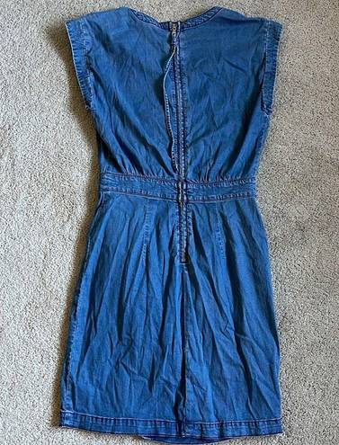 INC EGC  buttery soft faux wrap denim v-neck dress with side ruching‎ size 2