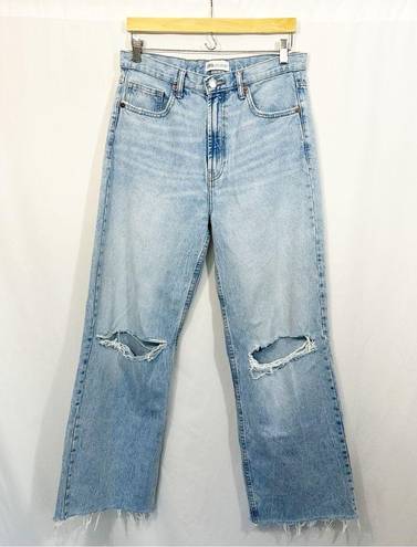 ZARA  High Rise Wide Leg Rip Knee Denim Jeans