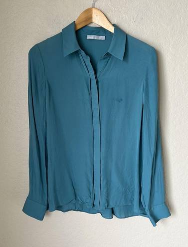 Vince Teal Silk Button Blouse