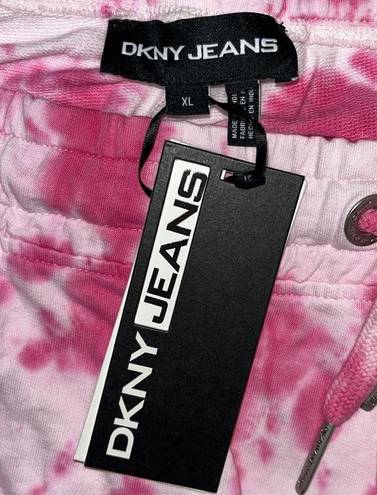 DKNY  Jeans NWT Size XL Pink Tie Dye Cargo Lounge Shorts