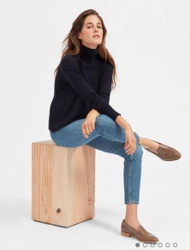 Everlane Luxe Wool Square Turtleneck in Navy Blue 100% Merino Wool