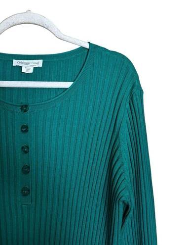 Coldwater Creek  Sweater Womens 2X Green Ribbed Pullover Long Sleeve Sweatshirt