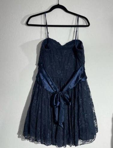 Charlotte Russe  Navy Blue Lace Strapless Mini Dress Size Large