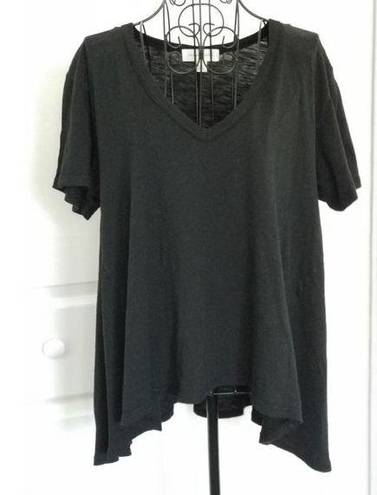 Treasure & Bond Nordstrom  Black V-Neck Short Sleeve Swing A-Line Top Womens Sz M