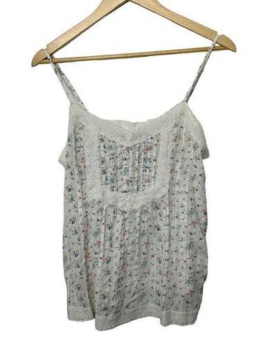 Joie  White Floral Cami Tank Lace Trim Women's Size Small