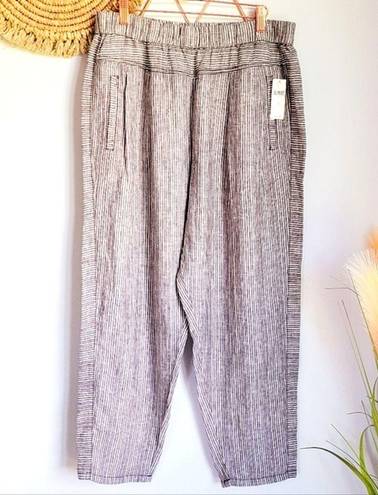 Anthropologie , New, Hei Hei 100% Linen Striped Crop Beach Pants, Size Medium