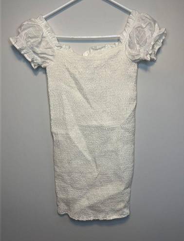 O. Vianca  White Milkmaid Smocked Off Shoulder Stripe Print Bodycon Mini Dress M