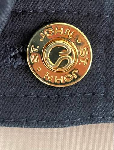 St. John by Marie Gray Navy Blue Gold Button Denim Jacket, size 2