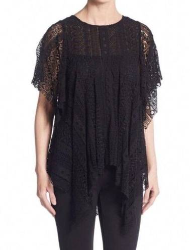 Rebecca Minkoff  Women's Black Lace Hanky Top Sz XS Blouse