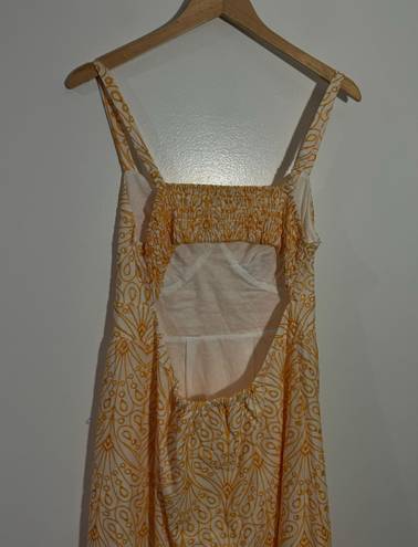 The Loft NWT Eyelet Open Back Maxi Dress Yellow/White Size 14 Petite